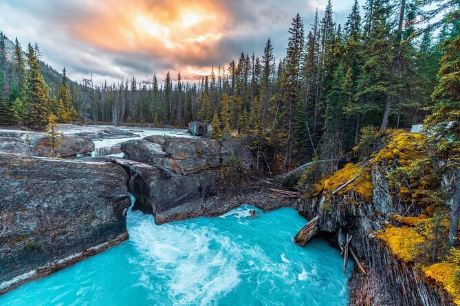 8 Iconic Stops. 12 Comfy Seats. See Banff's Best in First Class. - Emerald Lake and Natural Bridge in winter: a different kind of memorable