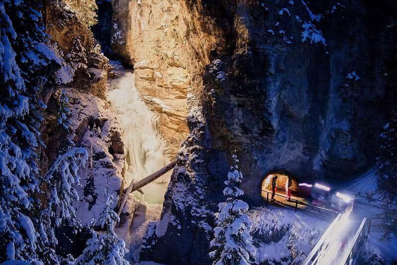 Banff: Johnston Canyon Evening Icewalk - Ice cleats and headlamp basics at the trailhead