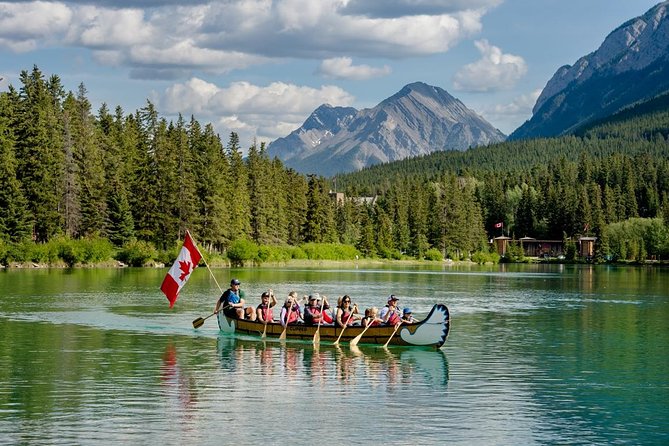 Banff National Park Big Canoe Tour - Entering the Banff Canoe Club, then heading out into the Bow River