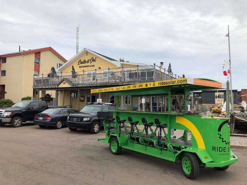 Charlottetown: Solar Food/Drink Party Bike Experience - Stop one: discounted eats and drink specials with rider pricing