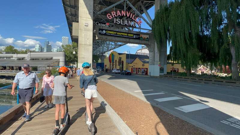 Great Vancouver EUC & E-scooters loop tour - Granville Island Public Market lunch stop that actually works