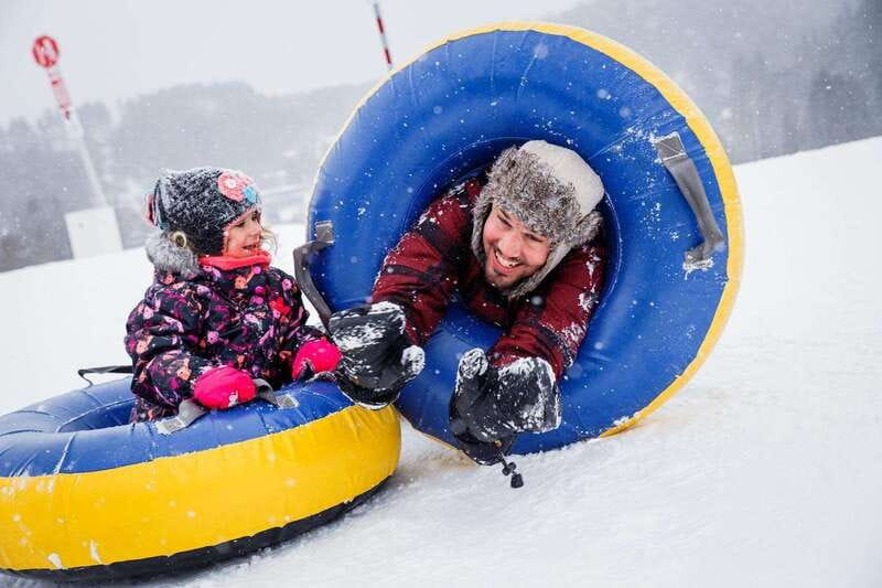 Mont-Tremblant: Snow Tubing with a Mechanical Lift - The tubing setup: uphill by rope tow, downhill by repeat runs