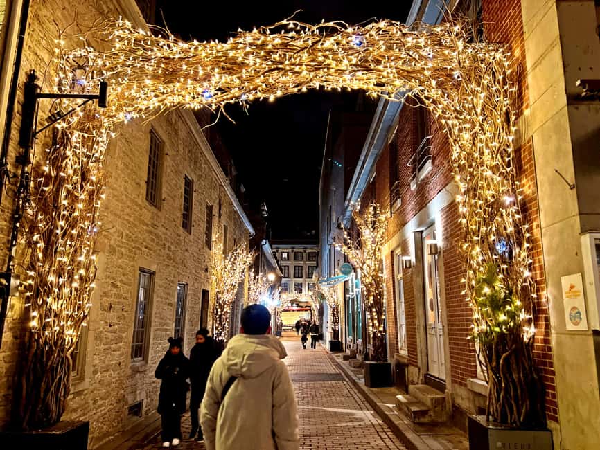 Montreal: Christmas Lights Private Walking Tour - Down toward the Old Port: Saint Paul Street and the waterfront glow