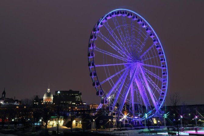 Montreal Premium Driving Night Tour with La Grand Roue Ride - Old Montreal after dark, plus curbside Notre-Dame moments