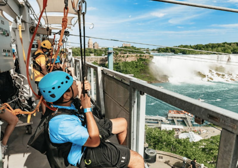 Niagara Falls, Canada: Early Bird Zip Line to The Falls - Safety briefing, helmet fit, and harness comfort before you fly