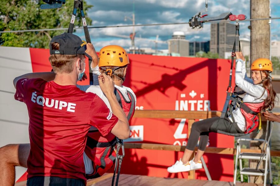 Ottawa: River Zipline Adventure - The Chaudière Bridge walk, then stairs to a tower about 9 floors high