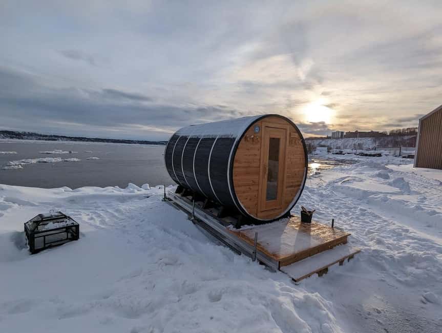 Quebec City: Ice Canoeing with Hot Chocolate & Sauna - Nordic sauna on the riverbank: the best part to plan for