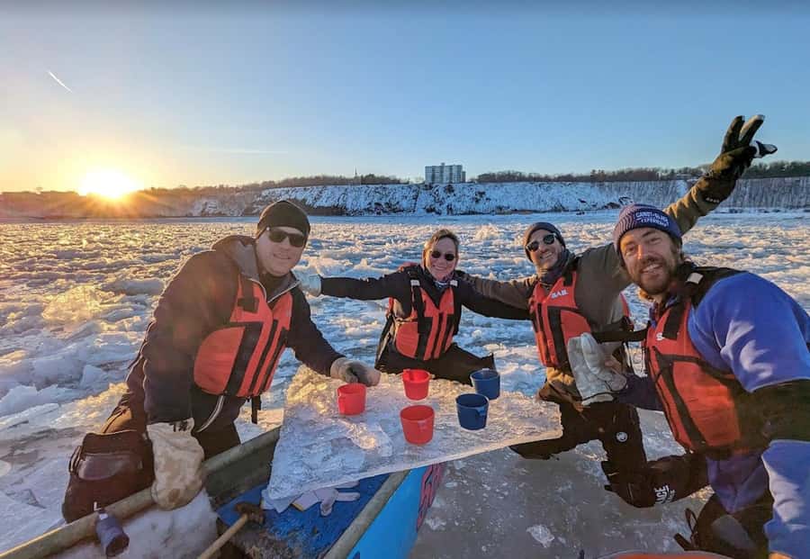 Quebec City: Sunset Ice Canoe Experience with Sauna - Sunset ice canoeing on the Saint Lawrence, then sauna warm-down