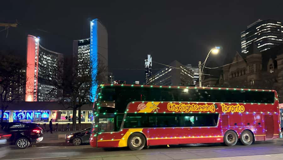 Toronto: Guided City Sightseeing Festive Lights Bus Tour - The Night Route: Nathan Phillips Square and the Cavalcade of Lights